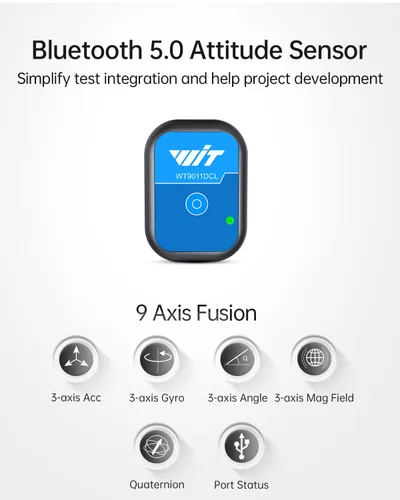 Vista 2 de Acelerómetro + Inclinómetro Bluetooth 5.0 WT9011DCL MPU9250 Giroscopio de 9 ejes de alta precisión + Ángulo (Precisión XY 0.2°) + Magnetómetro