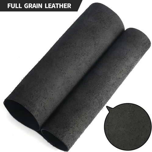 Vista 2 de RingSun Hojas de cuero genuino para manualidades (0.079 pulgadas), cuero de grano completo para costura de herramientas (6 x 12 pulgadas, negro)