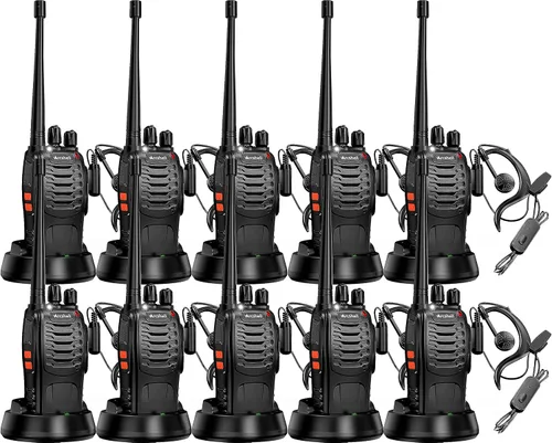 Vista 10 de Radios bidireccionales recargables de largo alcance con auricular, paquete de 5 unidades Arcshell AR-5 Walkie Talkies batería de iones de litio