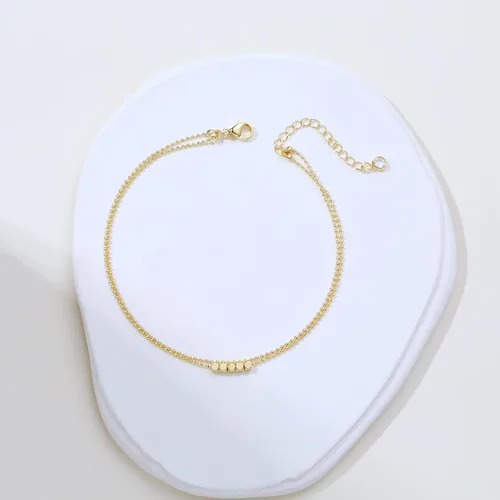 Vista 6 de Pancert Tobillera delicada de oro para mujer, chapada en oro de 18 quilates, con cuentas satélites, tobilleras de corazón con diamantes de imitación