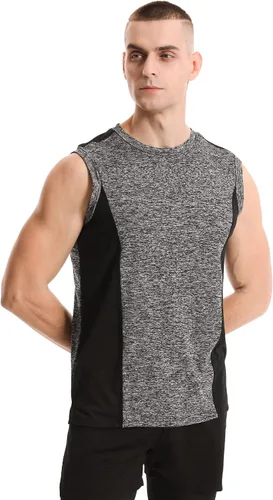 Vista 3 de AMVELOP Paquete de 4 camisetas sin mangas de entrenamiento para hombre, ajuste seco, gimnasio, entrenamiento, deportes, fitness, culturismo