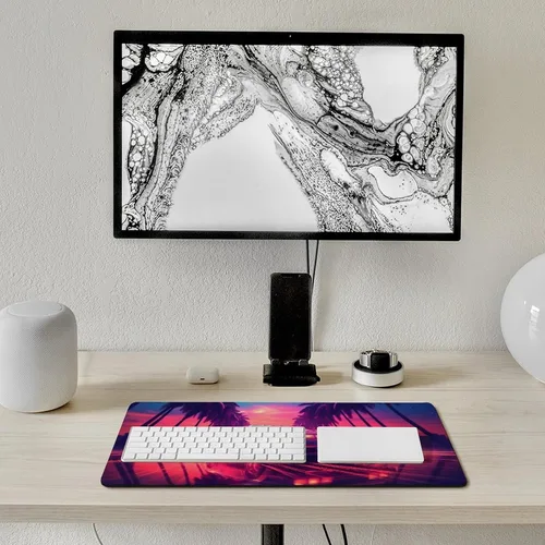 Vista 6 de Large Mouse Pad JDM Sports Drift Car Cyber Synthwave Palm Trees Desk Mat Computer Accessories Gaming Office Organizers Supplies Decor Essentials