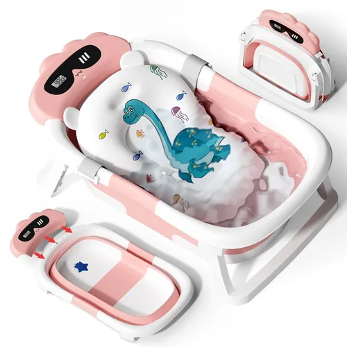 Vista 10 de AVIDOR Bañera de bebé 2 en 1 con soporte para recién nacidos y bebés, bañera plegable para bebés, regalos de baby shower para nuevos padres, gris