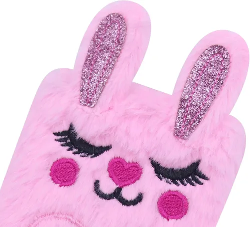 Vista 4 de Caviotess Cute Bunny Plush Mini Pocket Notebook for Kids Girls, Cartoon Fuzzy Writing Drawing Pad Personal Journal Diary Notepad with Lined Paper