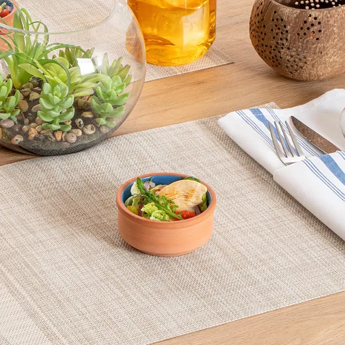 Vista 3 de Restaurantware-Terra Tek Cazuelas de Terracota de 2.7 Onzas, 2 Ollas de Arcilla Esmaltada Azul Para Cocinar - Listas para Horno, Aptas