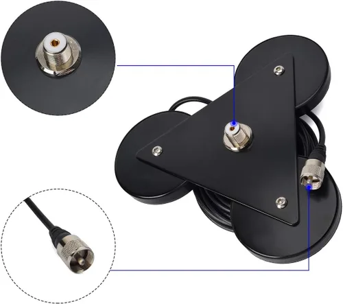 Vista 4 de UAYESOK - Soporte de antena magnética resistente, estilo triángulo SO239