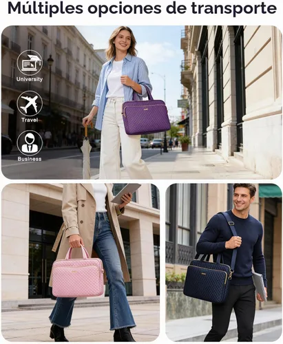 Vista 4 de Funda para laptop para mujeres y hombres, bolsa de mensajero Rosa
