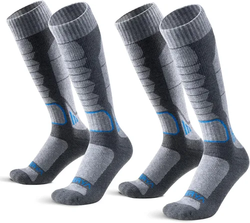 Vista 19 de Calcetines de lana de merino para esquí para hombres, mujeres y jóvenes - Calcetines térmicos de snowboard con amortiguación completa por encima