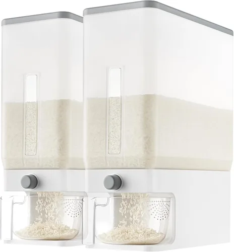 Vista 16 de Lifewit Dispensador de arroz de 25 libras (24.9 lbs), recipiente de almacenamiento de arroz sellado a prueba de humedad con taza medidora para Negro