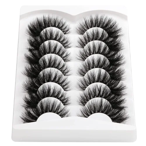 Vista 5 de Pestañas postizas 8D de visón de 0.787 pulgadas, pestañas postizas de volumen grueso, dramáticas, pestañas de ojo de gato, 7 pares de pestañas