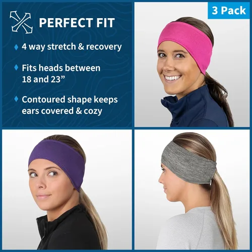 Vista 52 de TrailHeads - Diadema para mujer, diseño de cola de caballo, con banda para la oreja que absorbe la humedad, ideal para correr