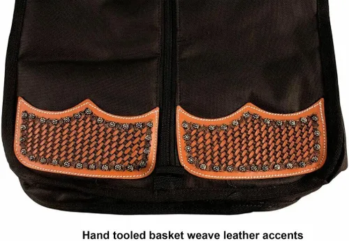 Vista 5 de Tahoe Premium Durango Western Halter, bolsa de transporte y almacenamiento - Construcción acolchada impermeable de tres capas con agarre de mano