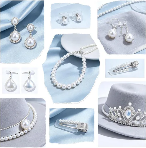Vista 6 de 1500 cuentas de perlas para la fabricación de joyas, cuentas redondas sueltas de 0.157 pulgadas, 0.236 pulgadas, 0.394 pulgadas, 0.394 pulgadas