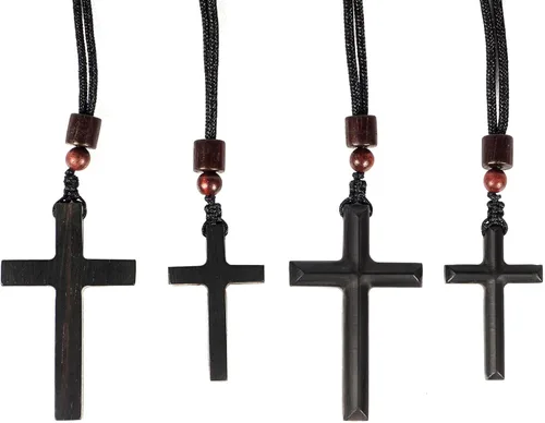 Vista 9 de Collar de cruz de madera para hombres, mujeres, niños y niñas, regalo de cadena de cruz de madera natural, collar de crucifijo cristiano católico