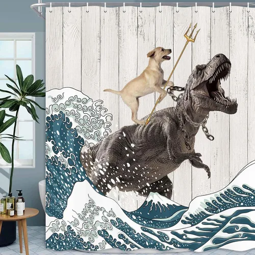 Vista 20 de Boziqr Divertidas cortinas de ducha para baño, bonita cortina de baño de elefante, luna, bosque, decoración rústica de granja, tela de poliéster
