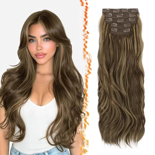 Vista 14 de BARSDAR 24 Inch Synthetic Layered Loose Wavy Black Clip in Hair Extensions