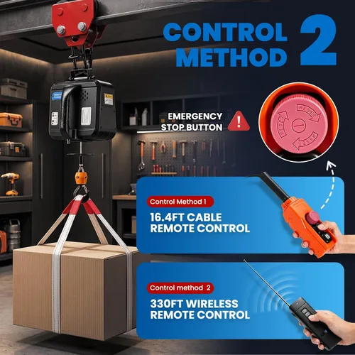 Vista 3 de NEWTRY Polipasto eléctrico Pro de 1,100 libras, cabrestante eléctrico 110v 120v, con 2 controles remotos inalámbricos, control remoto por cable