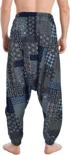 Vista 2 de perdontoo Men's Hippie Harem Pants Cotton Boho Yoga Baggy Drop Crotch Trouser