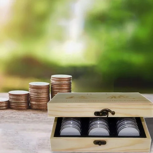 Vista 8 de Caja universal de colección de monedas de madera de 30 piezas, estuche de almacenamiento para monedas, contenedor de cápsulas para monedas, caja