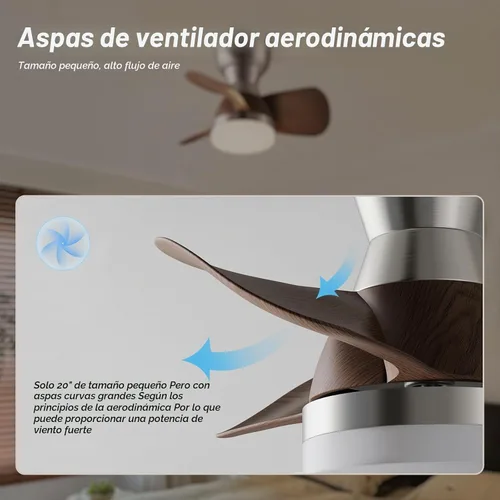 Vista 7 de Ventilador de techo de 20 pulgadas con luz, color plateado