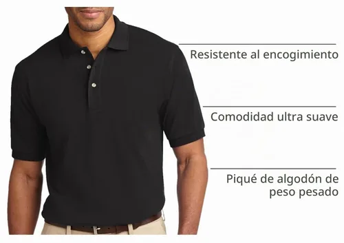 Vista 4 de Port Authority Polo piqué de algodón pesado unisex Negro