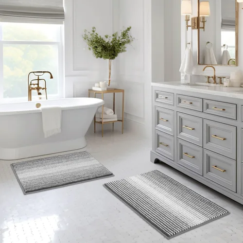 Vista 31 de BSICPRO Tapetes de baño de felpilla, 20 x 32 pulgadas, antideslizantes, absorbentes, suaves, peludos, para baño, lavables a máquina (salvia)