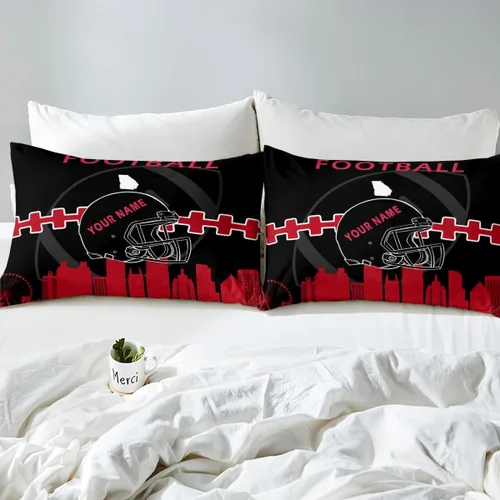 Vista 7 de Erosebridal Juego de sábanas bajeras personalizadas de fútbol americano para niños y niñas, juego de cama de jugadores de fútbol, juego de ropa