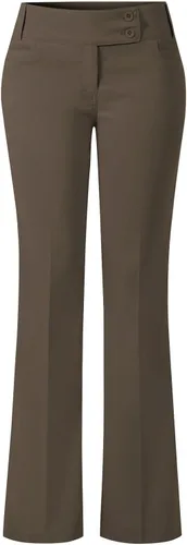 Vista 7 de Design by Olivia - Pantalones de oficina con corte boot para mujer de ajuste relajado Gris pardo (jaspeado)