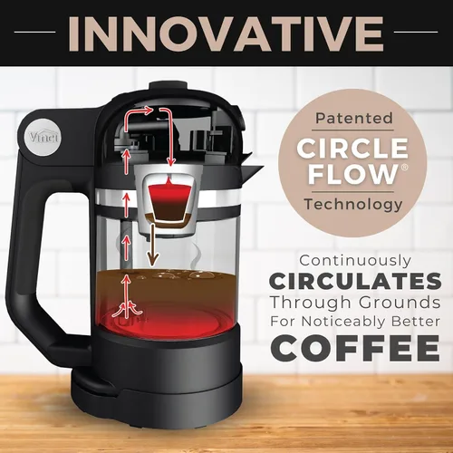 Vista 7 de VINCI Micro Café - Cafetera de vidrio de una sola porción más pequeña, compatible con K-Cups, cápsulas y café molido, infusión de flujo cerrado