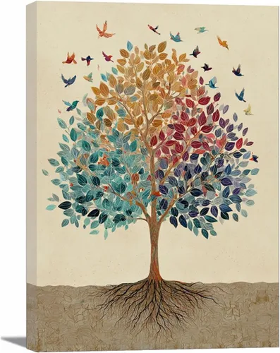 Vista 13 de VOCBAN Tree of Life Canvas Wall Art Tree Decor Painting Artwork for Office Kitchen Bathroom Dining Room Office Home Decor Dormitory(black black 74