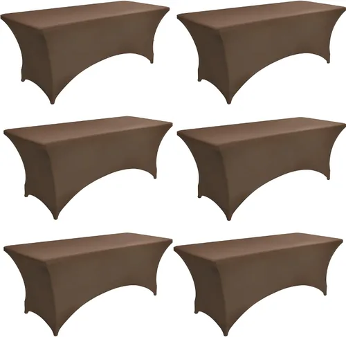 Vista 59 de Paquete de 2 Cubiertas de Mesa de Spandex de 4 pies para Mesas Plegables Rectangulares - Manteles Elásticos Ajustados Resistentes a las Arrugas Beige