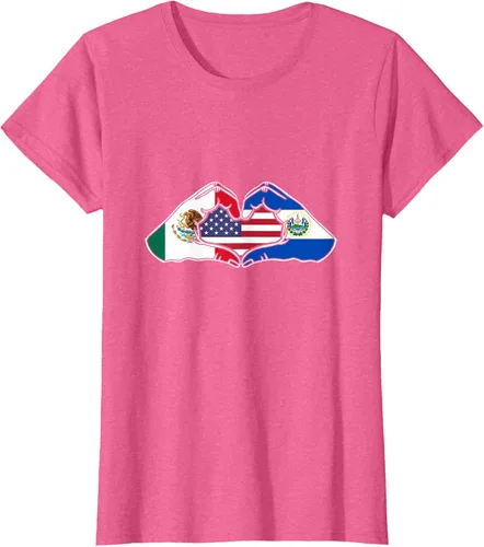 Vista 68 de Corazón manos México, El Salvador y Estados Unidos. Camiseta, Negro