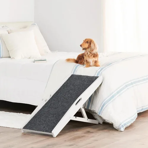 Vista 4 de Carlson Rampa para mascotas de 39.5 pulgadas, rampa plegable blanca para perros y gatos con altura ajustable, superficie antideslizante