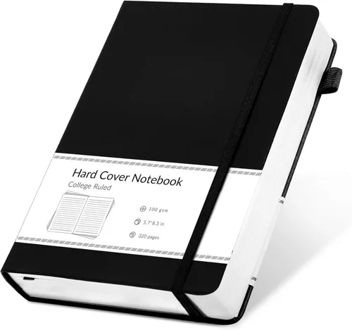 Vista 21 de CAGIE Cuaderno de cuadrícula de cuadrícula con puntos y balas, color negro A5