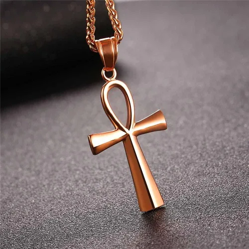 Vista 3 de U7 Ankh Necklace for Men Women Stainless Steel Black Color Egyptian Jewelry Ankh Cross Pendant, Africa Necklaces with Chain 22