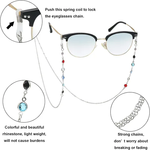 Vista 5 de Frienda 6 cadenas para gafas elegante retenedor para gafas soporte para correa para gafas