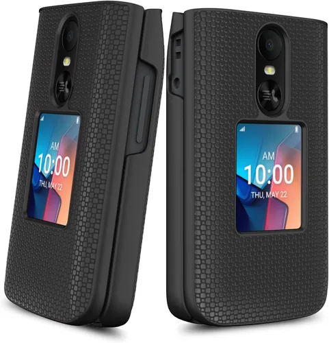 Vista 2 de Funda para teléfono TCL Flip 4 5G/T440 (2025) con protector de pantalla Cubierta protectora rígida delgada (negro)