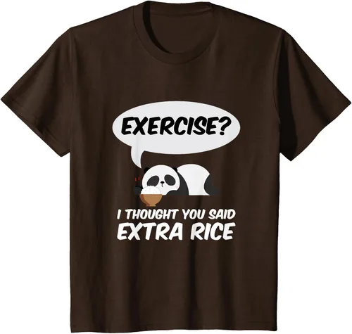 Vista 36 de ¿Ejercicio? I Thought You Said Extra Rice Panda Gift T-Shirt, Negro, S