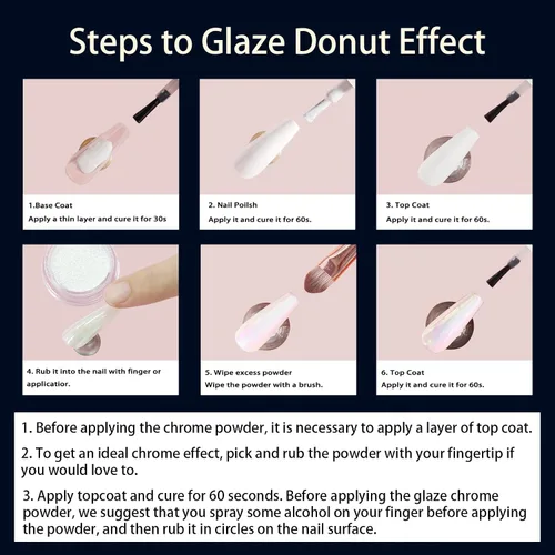 Vista 7 de Allstarry Polvo de uñas cromado blanco esmalte Aurora Donut Effect Pigment A-Glaze Blanco
