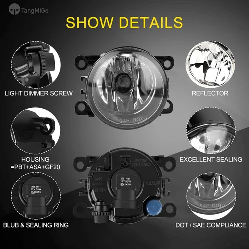 Vista 4 de TangMiGe Lámparas antiniebla para Nissan Honda, Ford, Acura, Subaru, Suzuki, Lincoln, Jaguar, accesorios para conducción, luz antiniebla, repuesto