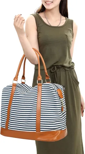 Vista 51 de BLUBOON Bolsas de viaje con cremallera, bolsa de lona para mujer, bolsa de fin de semana para mujer, bolsa de lona para llevar en la bolsa de lona