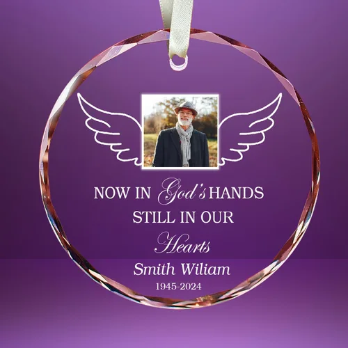 Vista 20 de Adorno de cristal conmemorativo personalizado – Pérdida de papá, mamá, tío, regalo de condolencia de condolencia, en memoria amorosa, recuerdo