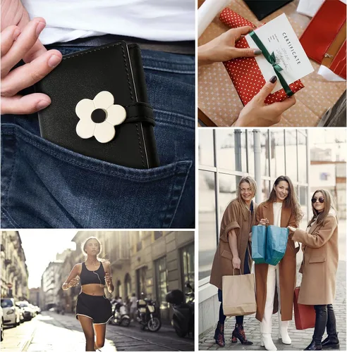 Vista 6 de LJCZKA Bonita cartera pequeña para niñas y mujeres, bloqueo RFID, piel sintética, tres plegadas, bolsillo para efectivo con tarjetero y billetera