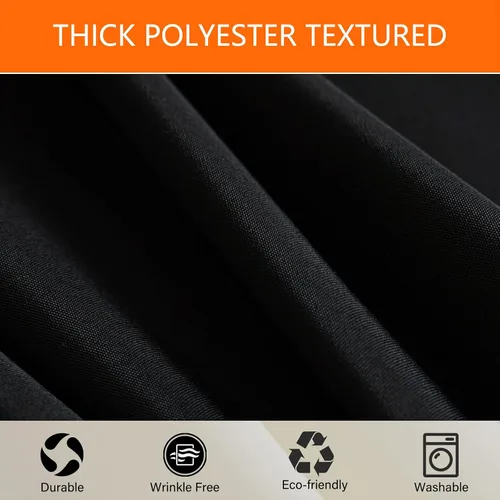 Vista 4 de BLACK-4FT Mantel ajustado cubiertas de mesa para mesas rectangulares de 4 pies - Resistente al agua, lavable, tela de poliéster, manteles