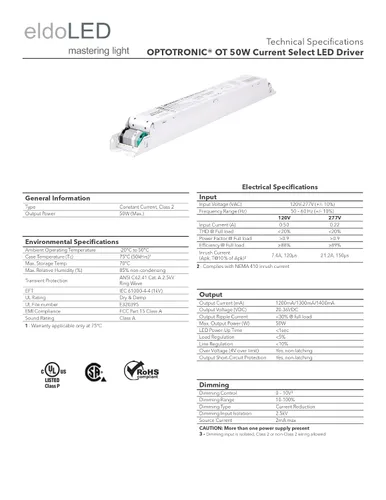 Vista 5 de Osram 57439 Optotronic 50W 120/277V AC 50/60Hz Corriente constante no regulable LED Driver OT 50W/UNV/1A4 CS L