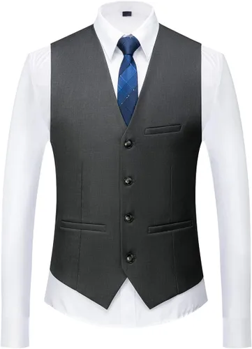 Vista 4 de Rogers & Morris Traje de esmoquin para hombre, ajuste regular, traje de 3 piezas, chaqueta, chaleco, pantalones, conjunto para boda y baile