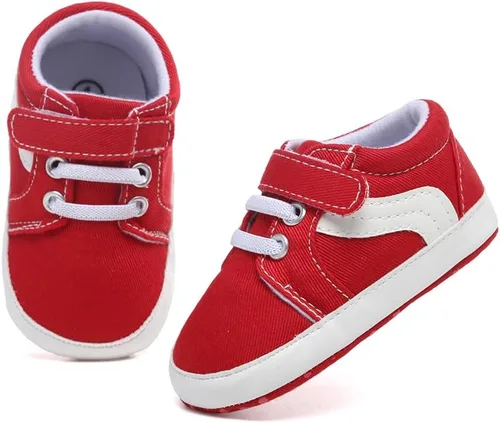 Vista 3 de Tenis de lona para bebés niños y niñas, suela suave, antideslizantes, ligeros, para recién nacidos, para primeros pasos, para cuna de 0 a 18 meses