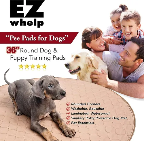 Vista 2 de almohadilla lavable para cachorro 36 pulgadas 36-inch round washable waterproof pee pad, reusable slip-resistant mat for dog potty training and