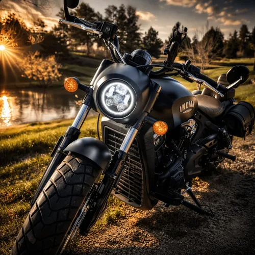 Vista 3 de Eagle Lights 8900BG3H-SCOUT - Faro delantero de motocicleta Indian Scout con anillo de halo blanco, se adapta a 2015+ Scout 60, Scout and Scout