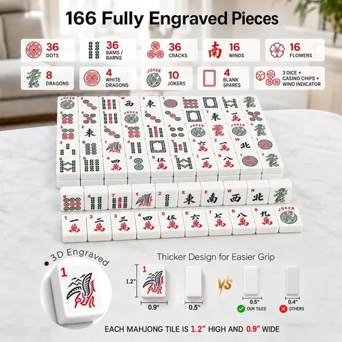 Vista 2 de American Mahjong Set - Juego de azulejos Mahjong de viaje con bolsa, juego Azul claro